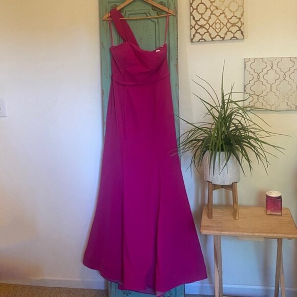 NEW HEBEOS 12/L One-Shoulder Sleeveless Full Length Bridesmaid Dress Orchid Pink - Picture 2 of 5